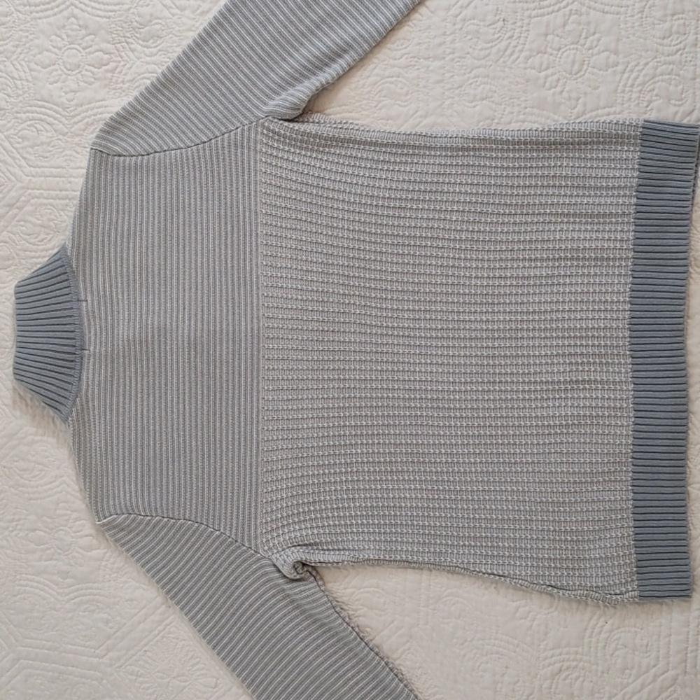 Liz Claiborne Baby Blue & White Zip Front Turtleneck /Size M - Picture 5 of 11